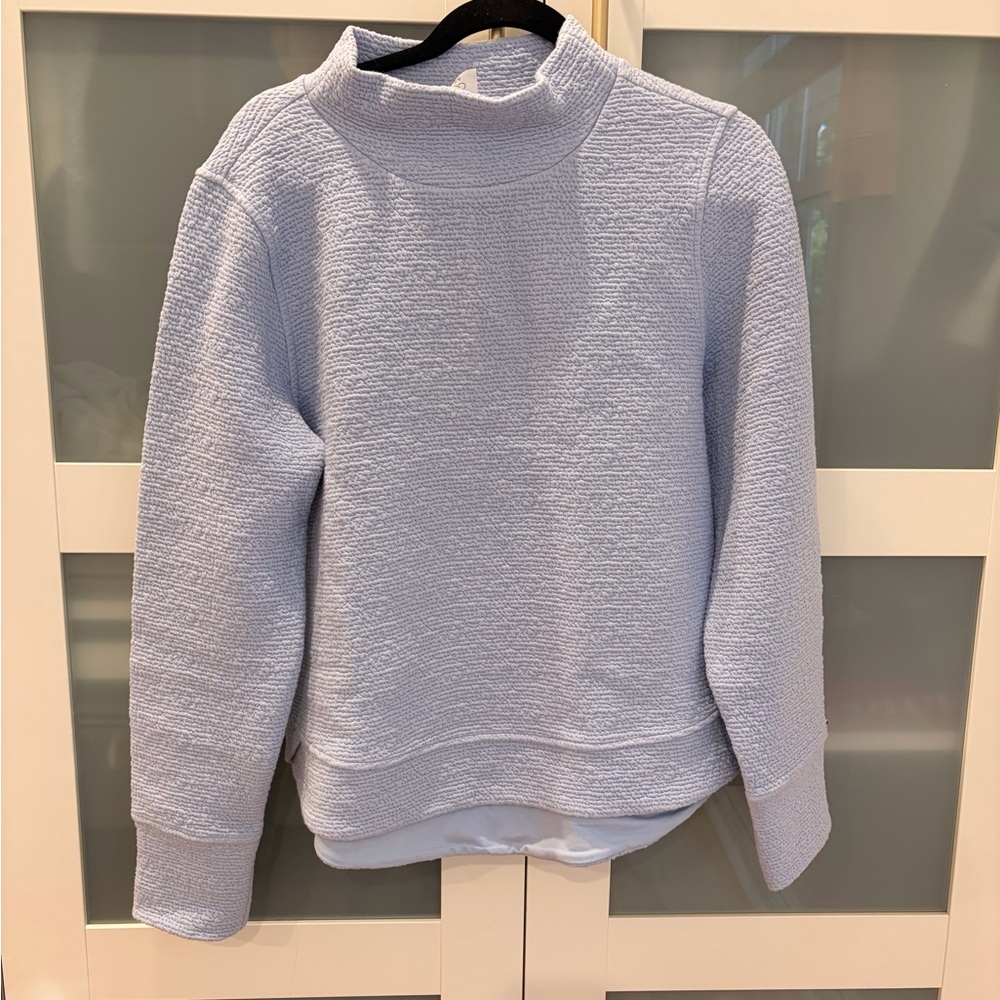 CALIA by Carrie Underwood Light Blue Textured Mock Neck Sweater